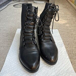 Sleek Black Lace-Up Boots for Women